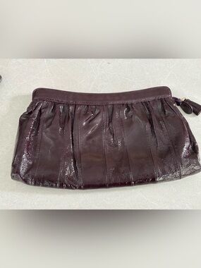Goldenbleu Tiffany Amethyst Patent Leather Oversized Pillow Clutch Made in Italy